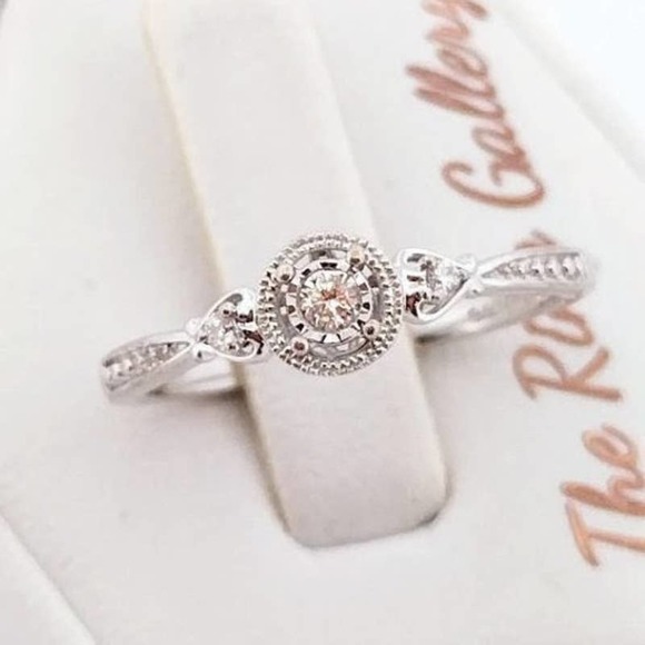 Diamond Promise, Engagement Ring 10K White Gold
 REAL DIAMONDS - Picture 1 of 10
